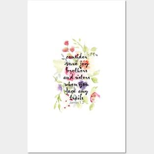 Joy Scripture Watercolor | James 1.2 Posters and Art